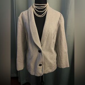Vintage GAP Women's Gray Knit Blazer with Black Buttons